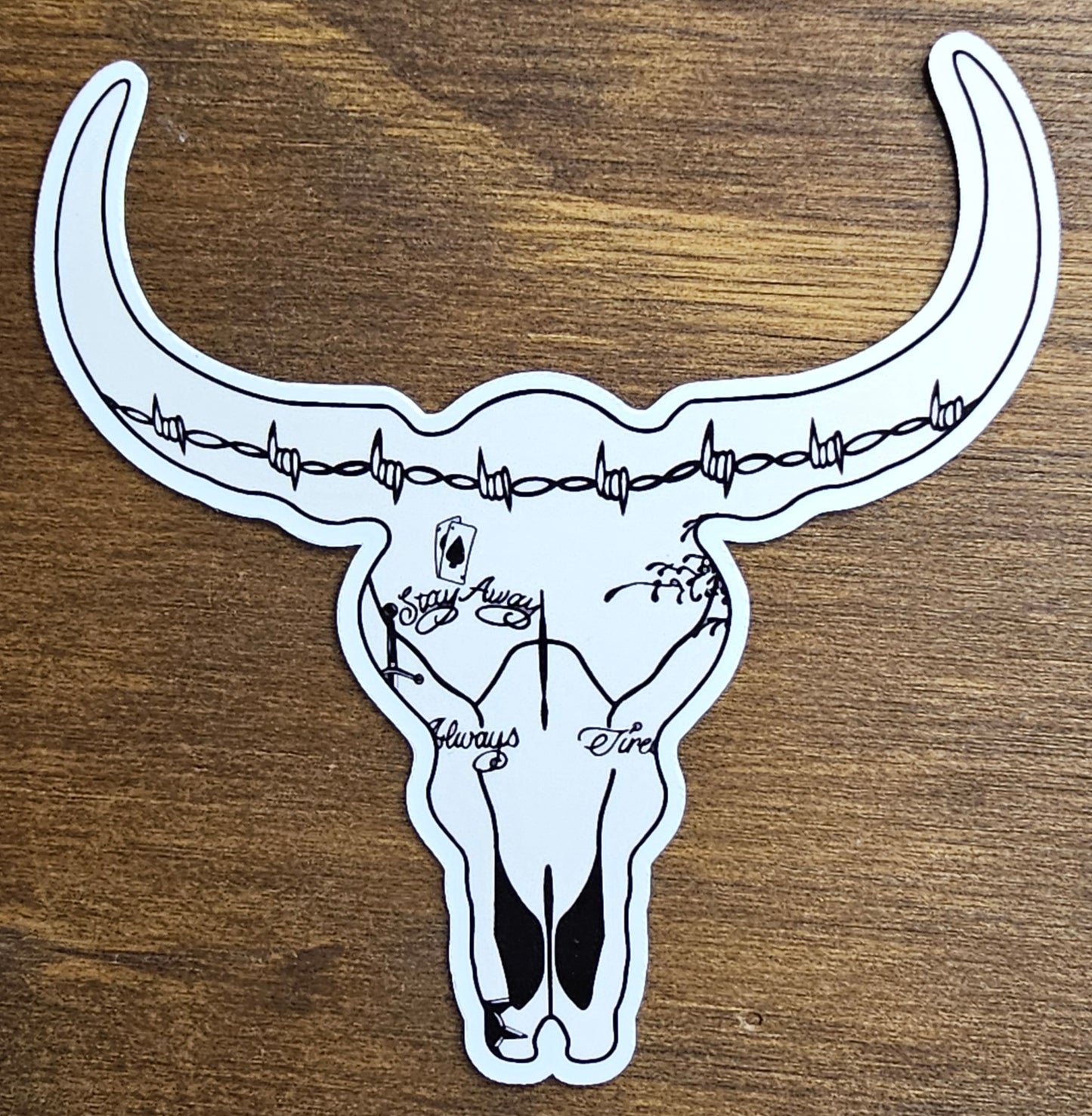 Tatted Bull Skull Sticker