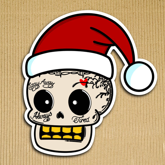 Christmas Posty Skull Sticker